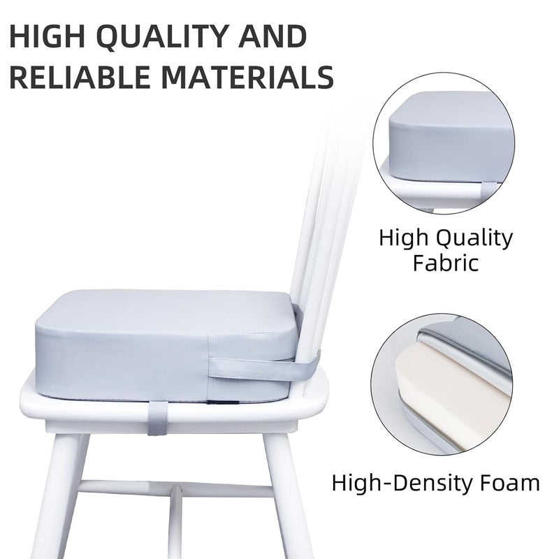 Eiury Toddler Booster Seat for Dining Table, Portable Kids Booster Seat with Safety Buckles Portable Increasing Booster Cushion with Non-Slip Bottom (Light Gray) - Image 4
